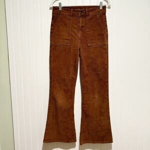 American Eagle Brown Super High Rise Flare Corduroy Pants Size 4 Short